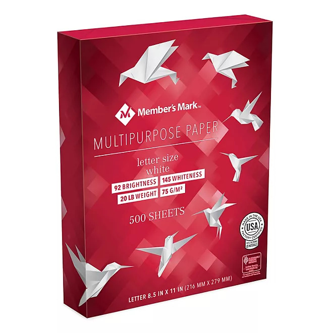 Member's Mark Multipurpose Copy Paper, 20 lb., 92 Bright, 8.5 x 11", 10 Ream Case