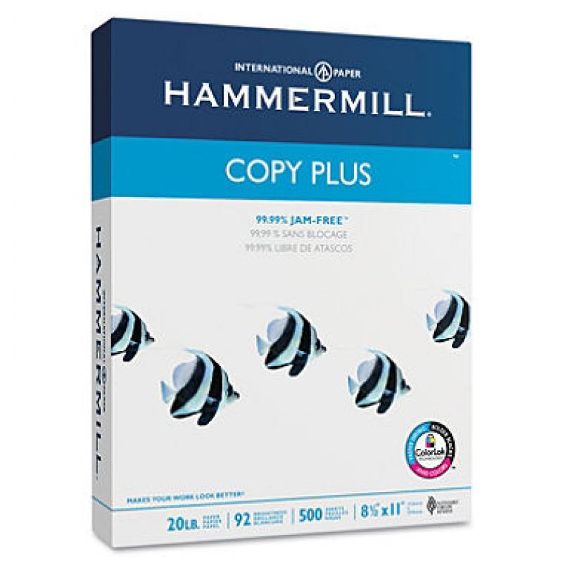 Hammermill - Copy Plus Copy Paper, 20lb, 92 Bright, 8-1/2 x 11" - Case