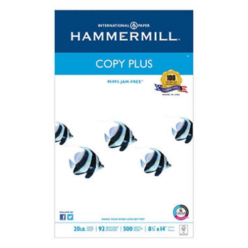 Hammermill - Copy Plus Copy Paper, 20lb, 92 Bright, 8-1/2 x 14" - Ream (pak of 2)