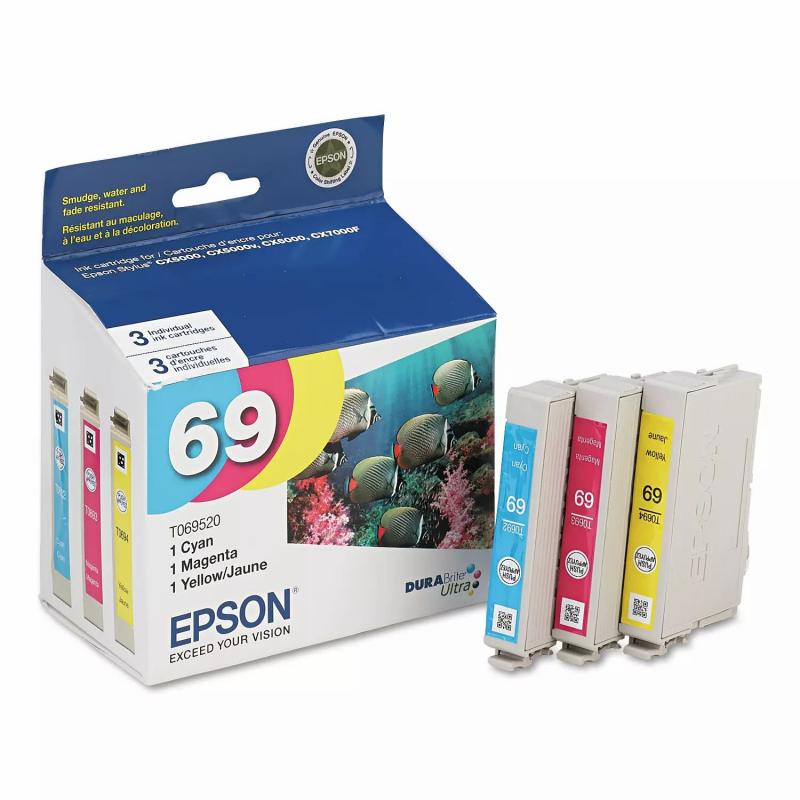 Epson 69 DURABrite Ink, Cyan/Magenta/Yellow (3 pk.)