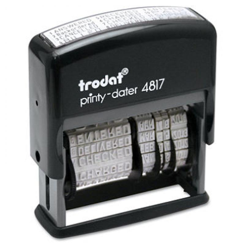 Trodat - Trodat Economy 12-Message Stamp, Dater, Self-Inking, 2 x 3/8 - Black