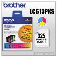 Brother - LC613PKS (LC-61) Innobella Ink, 325 Page Yield, 3/Pack - Cyan/Magenta/Yellow