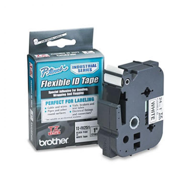 Brother P-Touch - TZe Flexible Tape Cartridge for P-Touch Labelers, 1in x 26.2ft - Black on White