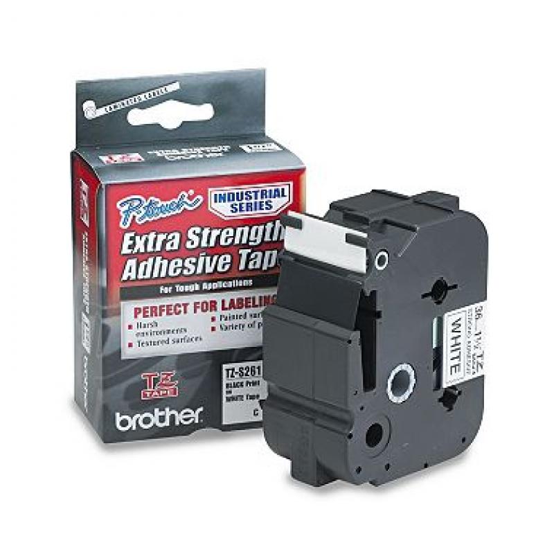 Brother P-Touch - TZ Extra-Strength Adhesive Laminated Labeling Tape, 1-1/2w - Black on White