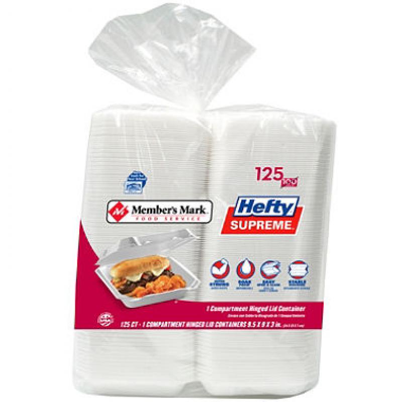 Member's Mark One-Compartment Hinged Lid Container by Hefty (125 ct.)