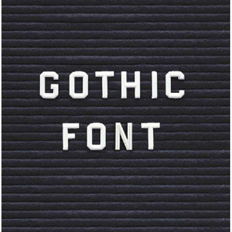 Ghent 3/4” Gothic Font Letters, Numbers, & Symbols, White