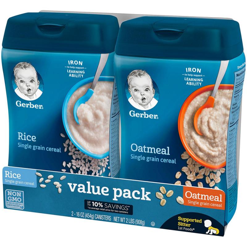 Gerber Rice and Oatmeal Infant Cereal Twin Pack (16 oz., 2 pk.)