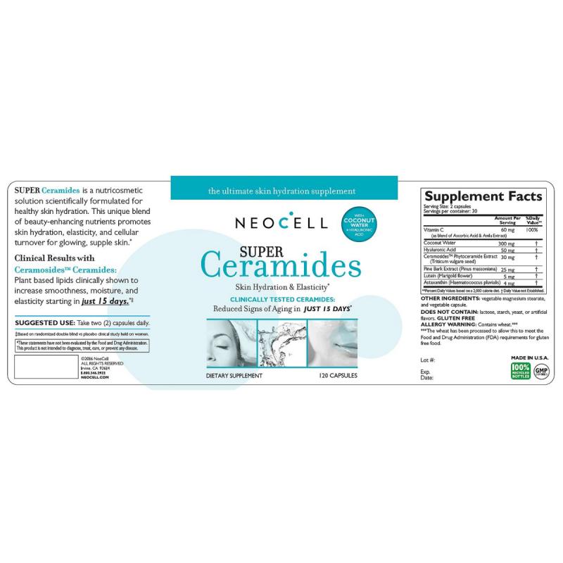 Neocell Super Ceramides - The Ultimate Skin Hydration Supplement (120 ct.)