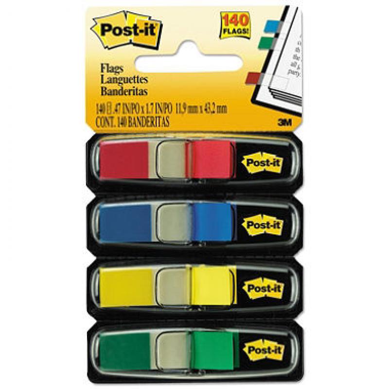 Post-it Flags - Small Page Flags in Dispensers, Four Colors, 35/Color - 4 Dispensers/Pack