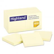 Highland - Self-Stick Notes, 3 x 3, Yellow - 18 100-Sheet Pads/Pack