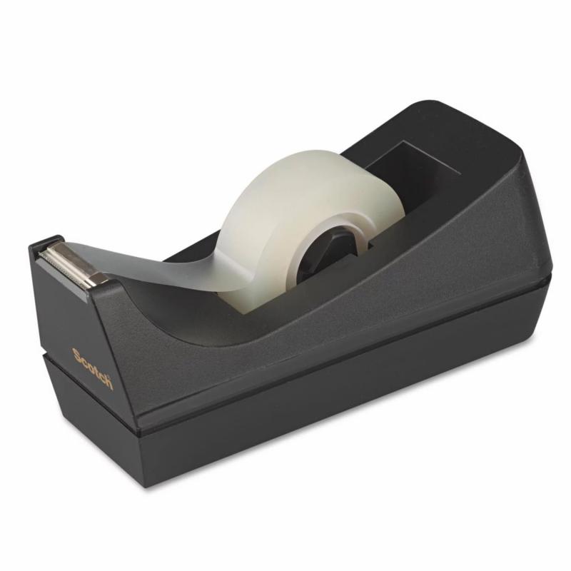 Scotch - Desktop Tape Dispenser, 1" Core, Weighted Non-Skid Base - Black   pack of 2