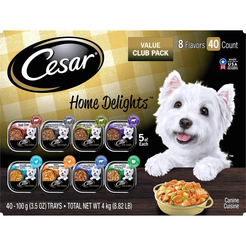Cesar Home Delights Wet Dog Food, 8 Flavor Variety Pack in Sauces (3.5 oz., 40 ct.)