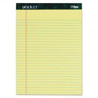 TOPS - Docket Writing Tablet, 8 1/2 x 11 3/4, Legal Rule, Canary, 50 Sheets - 6/Pack