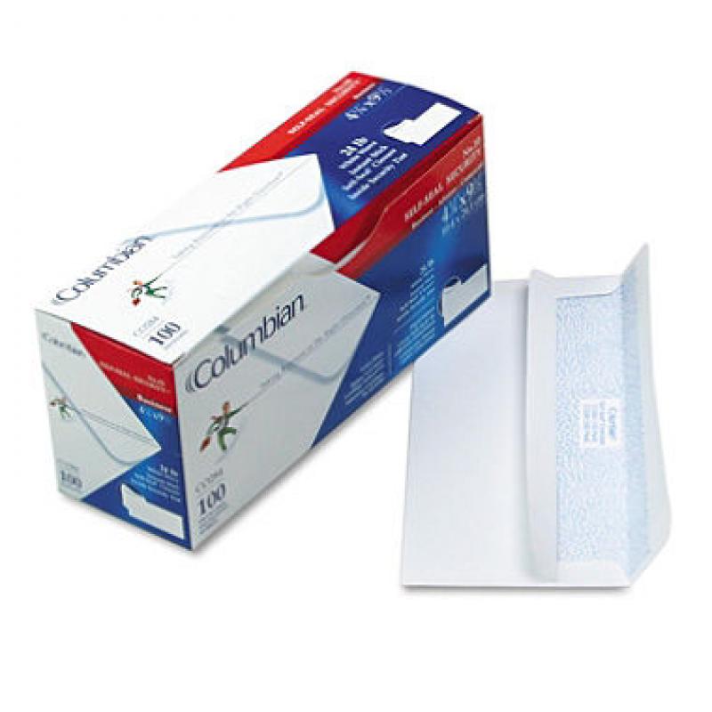Columbian - Self-Seal Business Envelopes wit Security Tint; #10, White - 100/Box