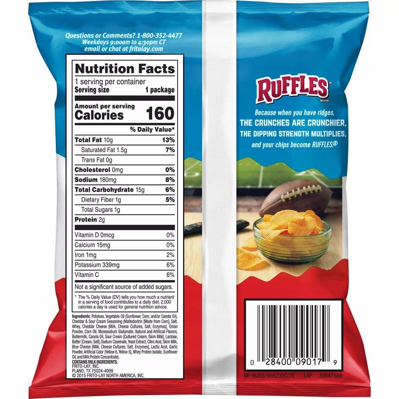 Ruffles Cheddar & Sour Cream Potato Chips (1 oz., 10 ct.)