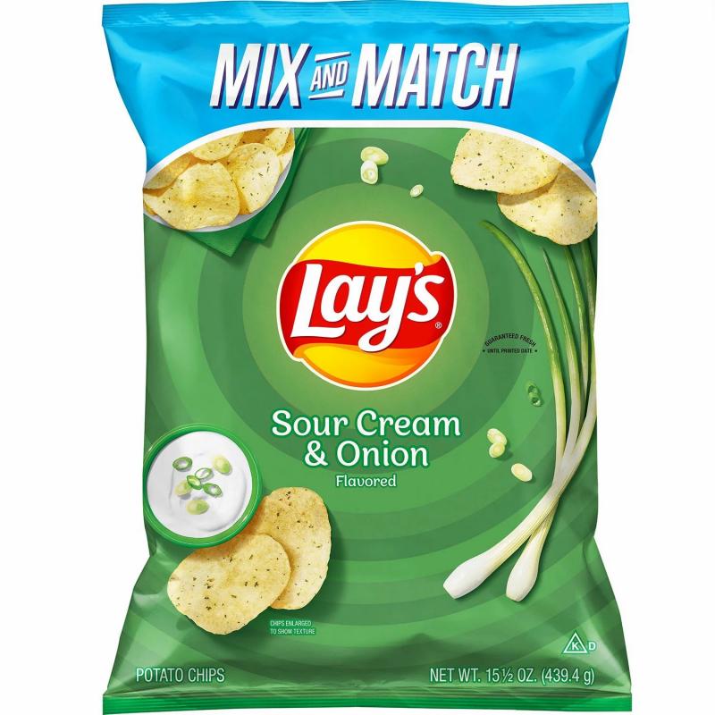Lay's Sour Cream and Onion Potato Chips (15.5oz)( Pack of 2)
