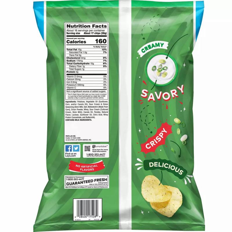 Lay's Sour Cream and Onion Potato Chips (15.5oz)( Pack of 2)