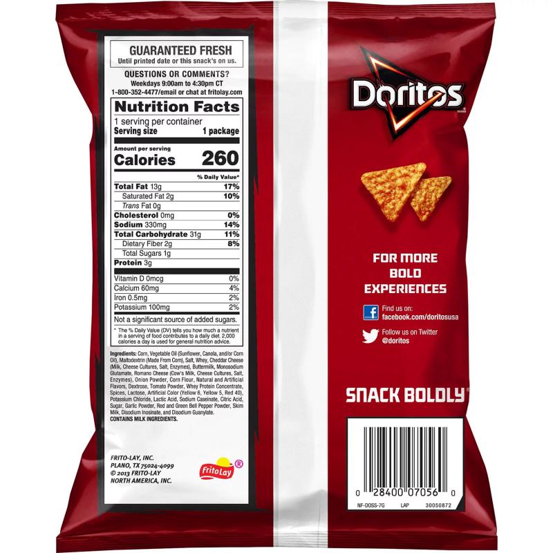 Doritos Nacho Cheese Tortilla Chips (1.75 oz., 16ct.)
