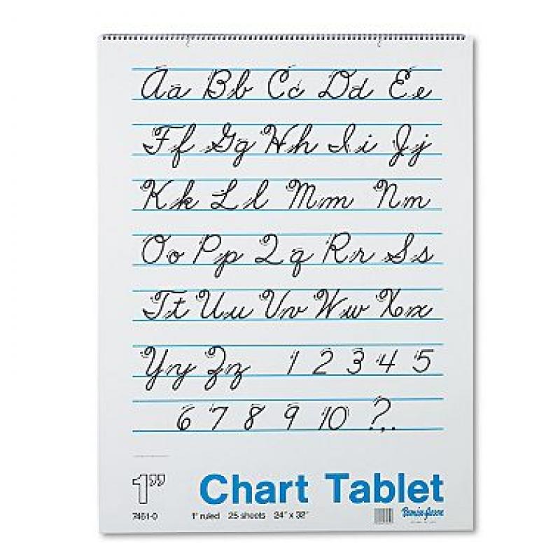 Pacon Chart Tablets w/Cursive Cover, Ruled, 24 x 32, White, 25 Sheets per Pad