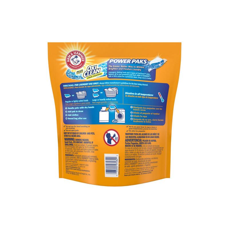 Arm & Hammer Plus OxiClean Power Paks, Single Use Laundry Detergent (97 Loads)