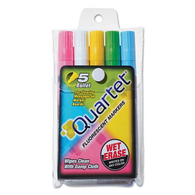 Quartet - Glo-Write Fluorescent Marker Five-Color Set, Assorted - 5/Set