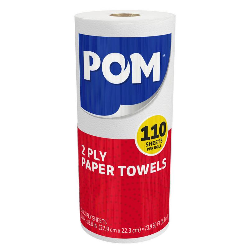 POM? 2-Ply Perforated Paper Towels, White, 30 Rolls, 110 Sheets/Roll