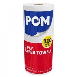 POM™ 2-Ply Perforated Paper Towels, White, 30 Rolls, 110 Sheets/Roll