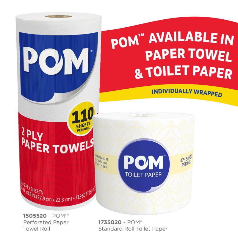 POM? 2-Ply Perforated Paper Towels, White, 30 Rolls, 110 Sheets/Roll
