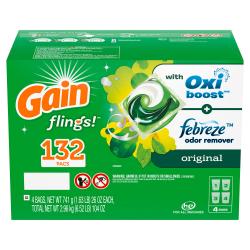 Gain flings! +AromaBoost Laundry Detergent Pacs, Original (132 ct.)