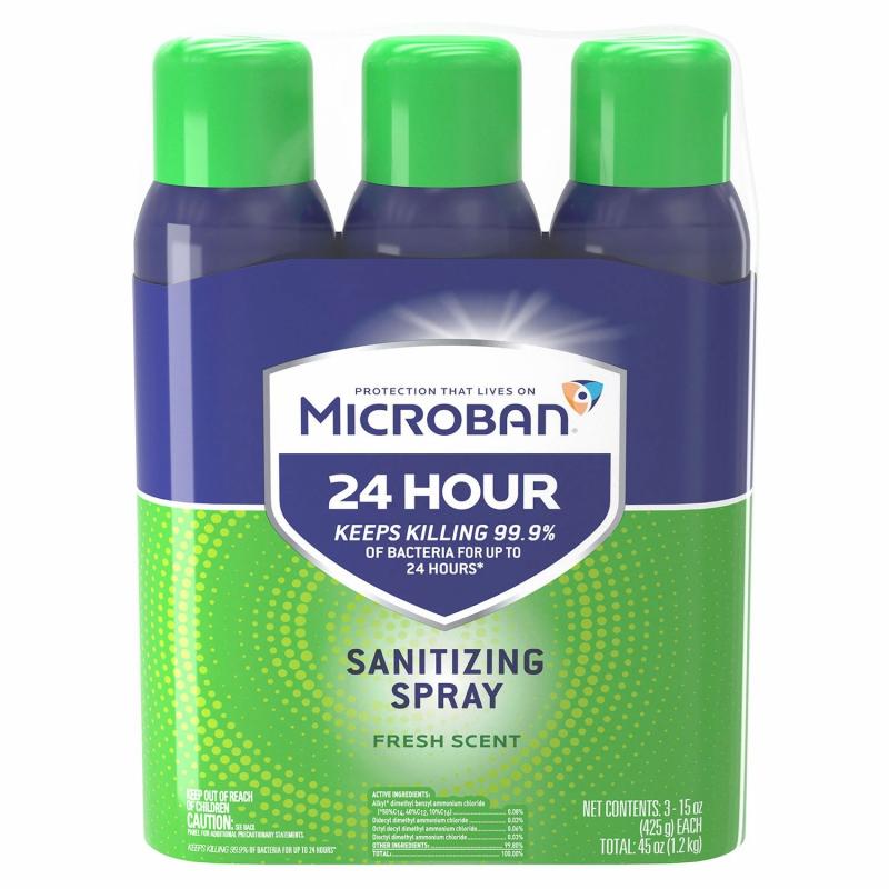 Microban 24-Hour Disinfectant Sanitizing Spray, Fresh Scent (15 oz., 3 pk.)