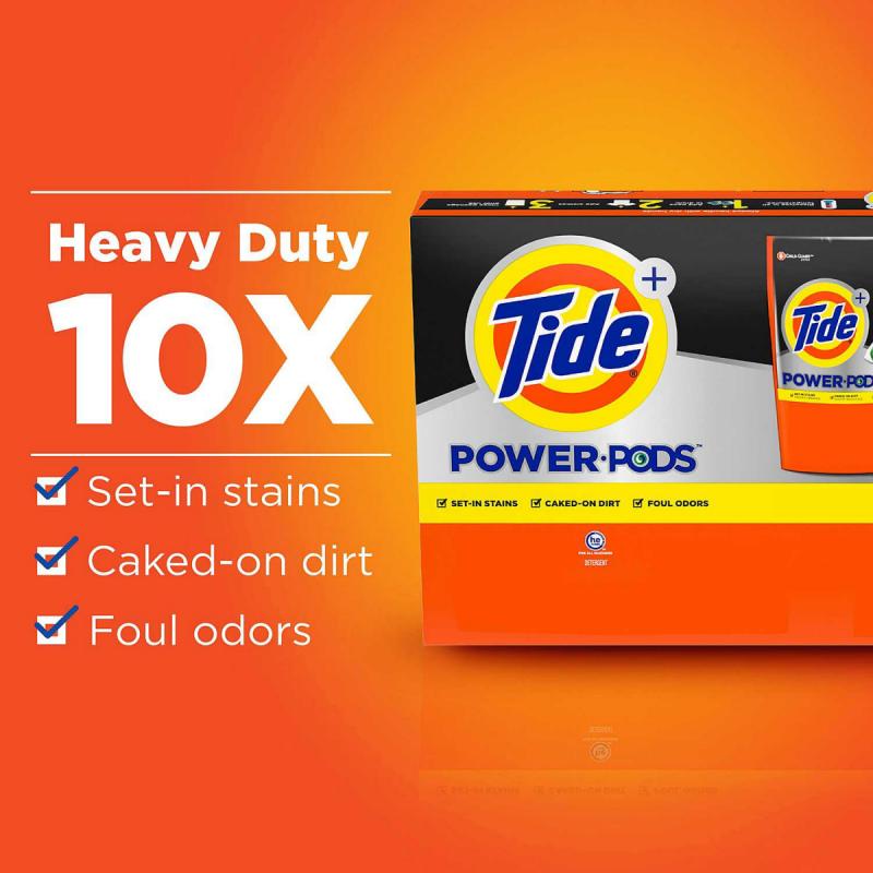 Tide POWER PODS Laundry Detergent Liquid Pacs, 10x Heavy Duty, 68 ct.