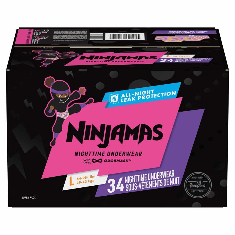Pampers Ninjamas Nighttime Underwear for Girls Pampers Ninjamas Nighttime Underwear for GirlsL/XL (64 - 125 lbs.) - 34 ct.