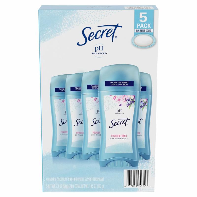 Secret Invisible Solid Antiperspirant and Deodorant, Powder Fresh (2.1 oz, 5 pk.)