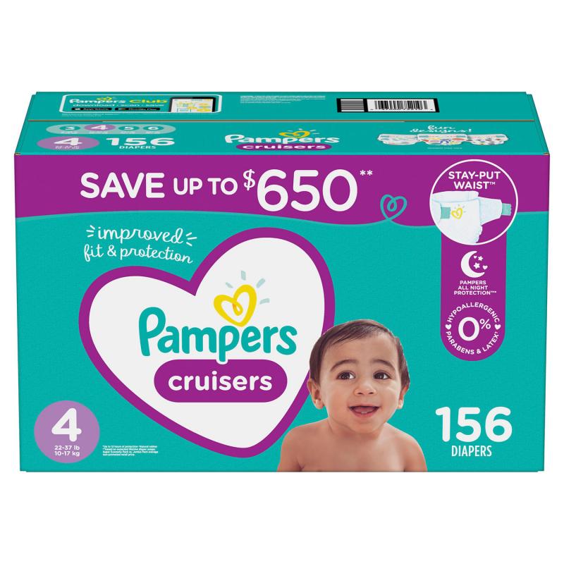 Pampers Cruisers Diapers Size: 4 - 156 ct. (22-37 lb.)