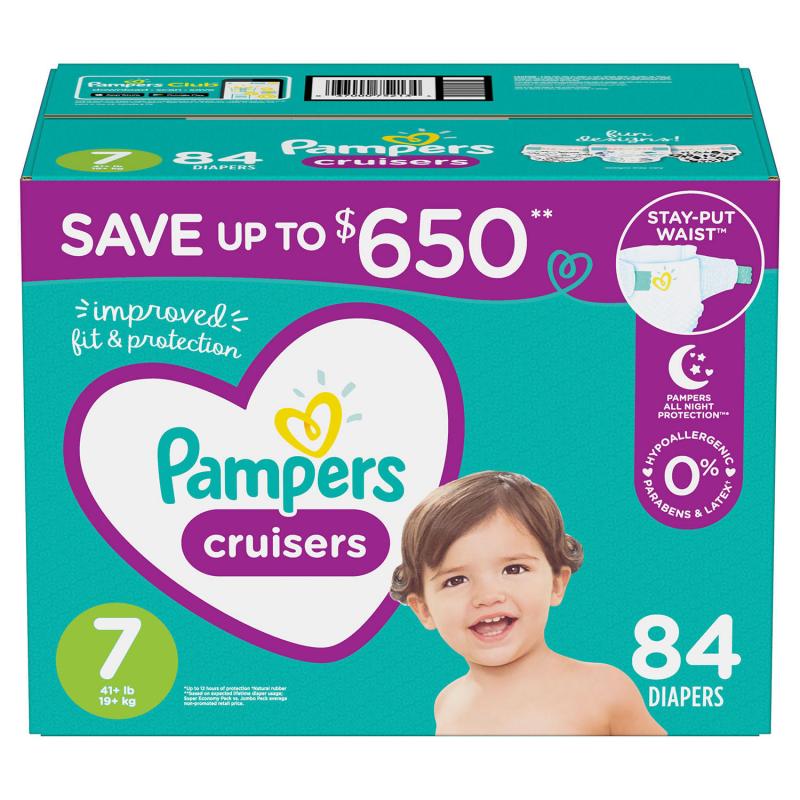 Pampers Cruisers Diapers  Size: 7 - 84 ct. (41+ lb.)