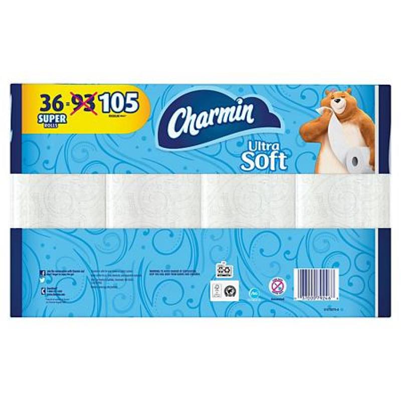 Charmin Ultra Soft Toilet Paper 36 Super Roll, Bath Tissue, 208 sheets per roll