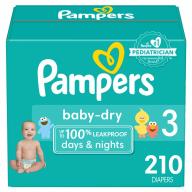 Pampers Baby Dry One-Month Supply Diapers size: 3 -210 ct. (16-28 lb.)
