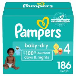 Pampers Baby Dry One-Month Supply Diapers size: 4 -186 ct. (22-37 lb.)