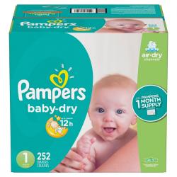 Pampers Baby Dry One-Month Supply Diapers 1 - 252 ct. (8-14 lb.)