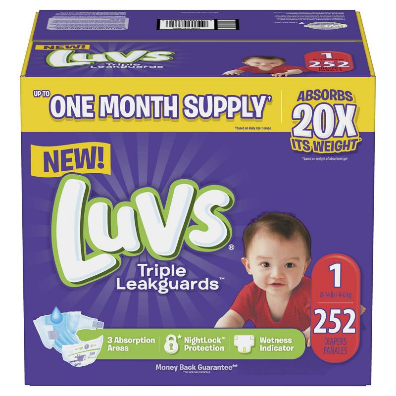 Luvs Ultra Leakguards Diapers 1 -252 ct. (8-14 lb.)