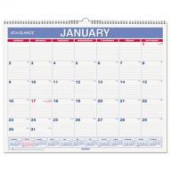 AT-A-GLANCE - Monthly Wall Calendar, 15 x 12, Red/Blue - 2016