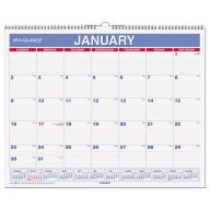 AT-A-GLANCE - Monthly Wall Calendar, 15 x 12, Red/Blue - 2018