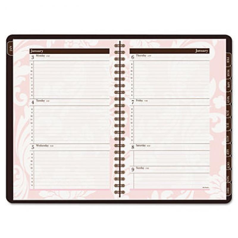 AT-A-GLANCE Sorbet Weekly/Monthly Appointment Book, 5 1/2 x 8 1/2, Brown/Pink, 2017