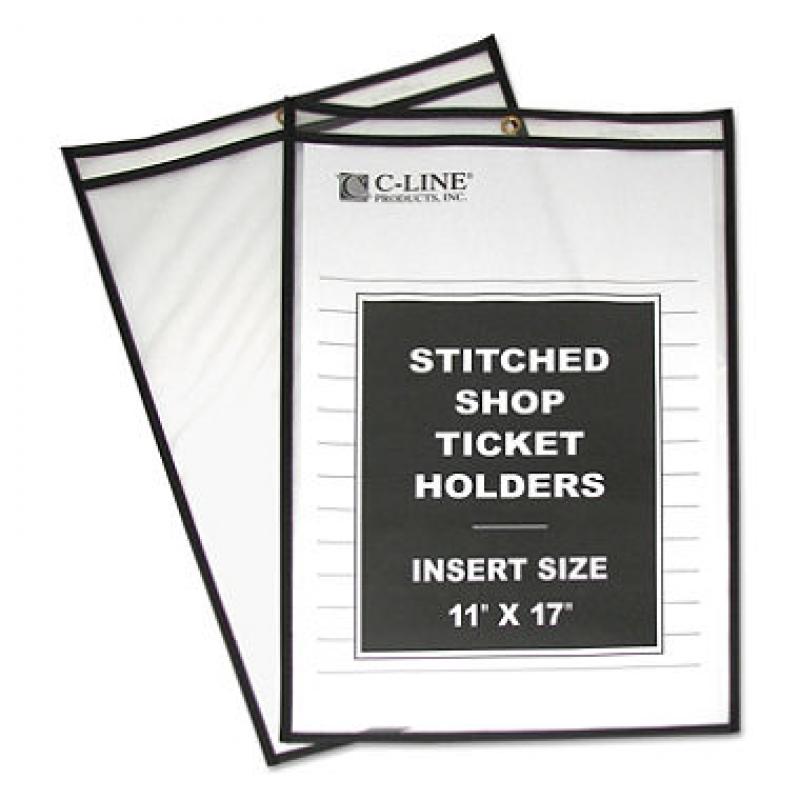 C-Line - Shop Ticket Holders, Stitched, Both Sides Clear, 11" x 17" - 25 ct.