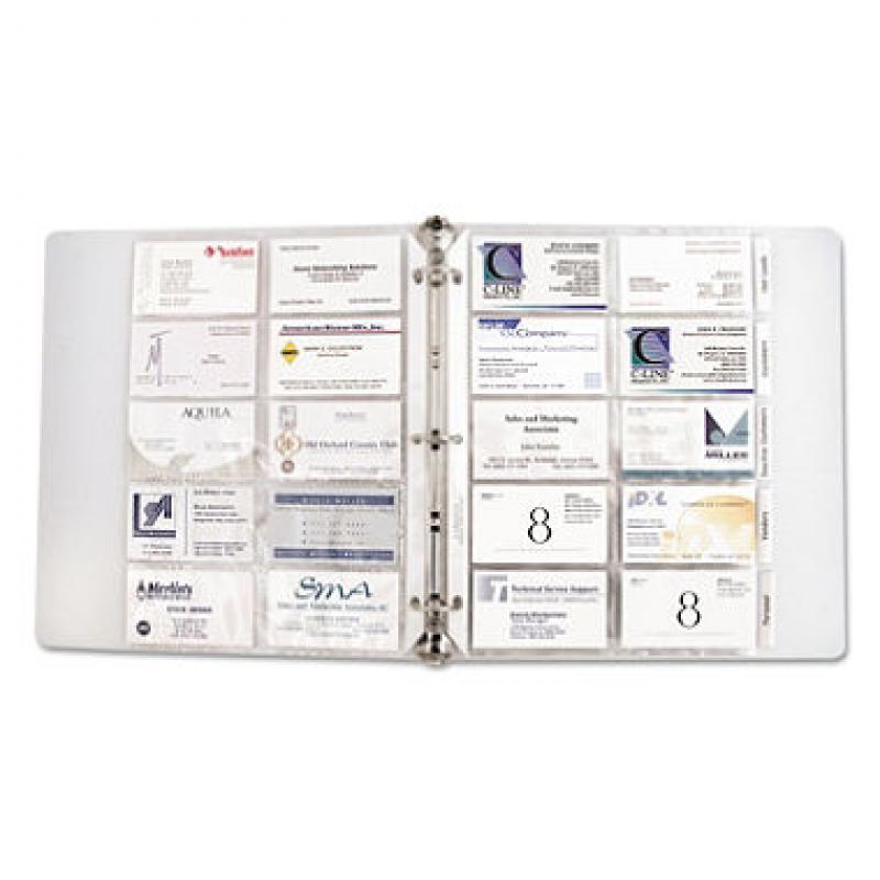 C-Line - Business Card Binder Pages, Holds 20 Cards, 8 1/8" x 11 1/4", Clear - 10 ct.