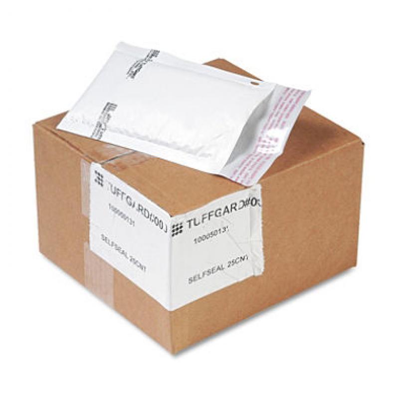 Sealed Air - Jiffy TuffGard Self-Seal Cushioned Mailer, Side Seam, #000, 4x8, WE, 25 Pack