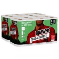 Brawny® Tear-A-Square® Paper Towels, Quarter Size Sheets (16 Rolls, 128 Sheets/Roll)