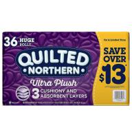 Quilted Northern Ultra Plush Toilet Paper (3-Ply, 36 Huge Rolls, 250 Sheets/Roll)