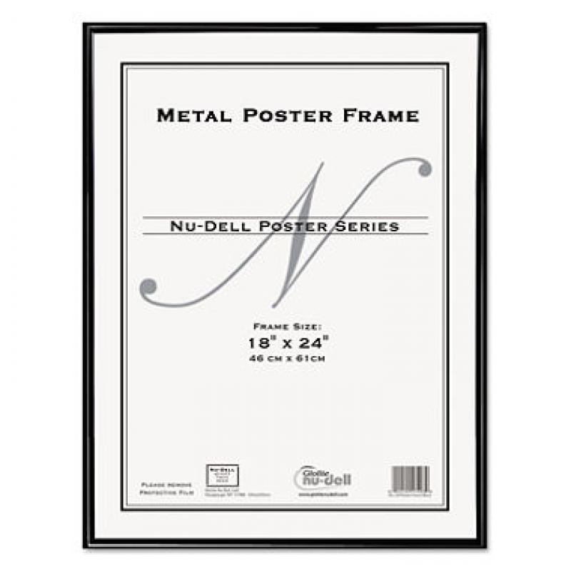 NuDell Metal Poster Frame, Plastic Face, 18 x 24, Black