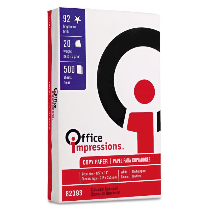 Office Impressions - Copy Paper, 20lb, 92 Bright, 8-1/2 x 14" - Case